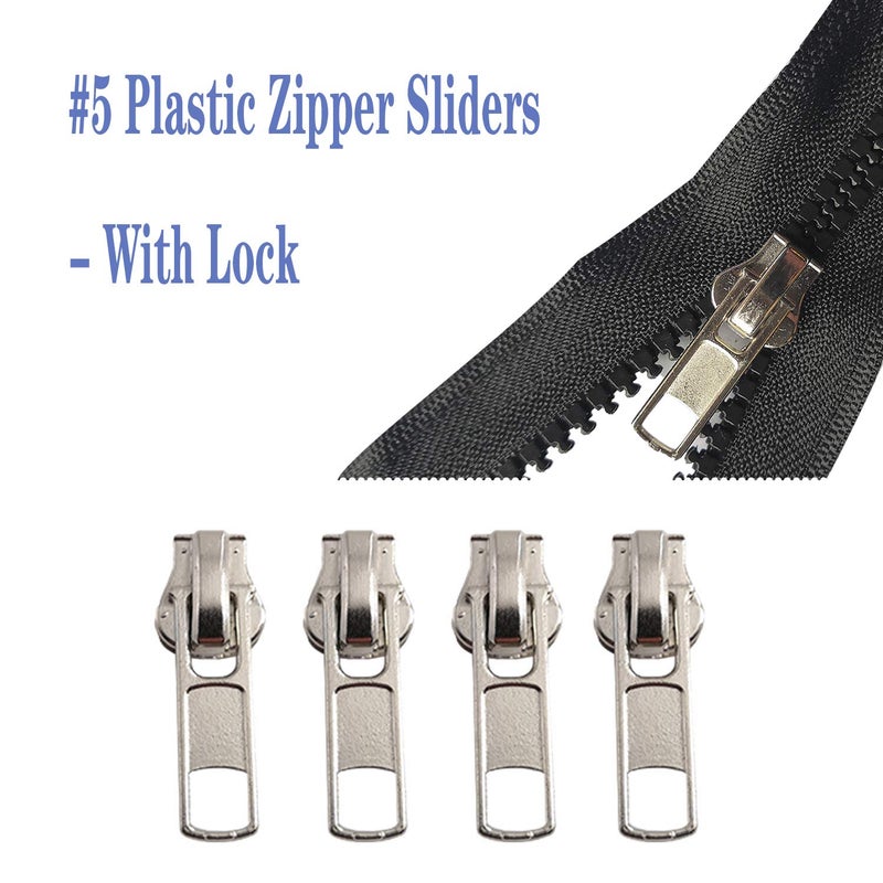 Meikeer 12 Pieces #5 Zipper Slider Repair Kits Black Bronze and Silver Zipper Sliders Zipper Pull Replacement for Metal Plastic and Nylon Coil Jacket Zippers - Image 4